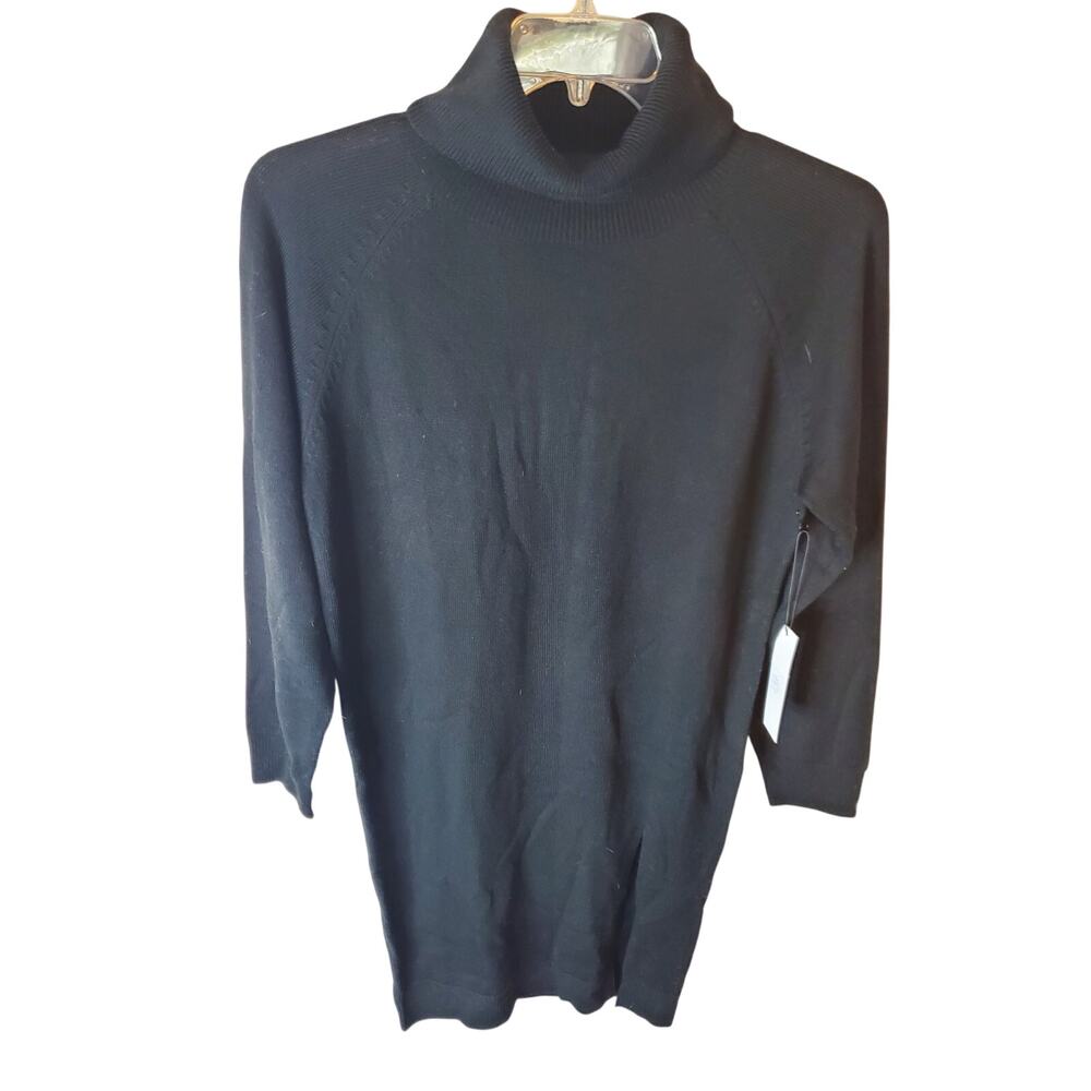 One Grey Day Black Turtleneck Sweater Dress, NWT, Small